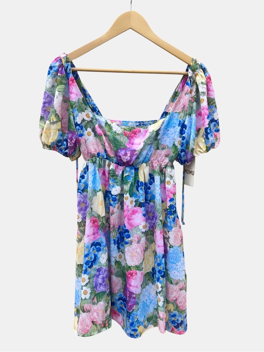 NWT Show Me Your Mumu Floral Milkmaid Babydoll Mini Dress Small Cottagecore Puff - Picture 2 of 9